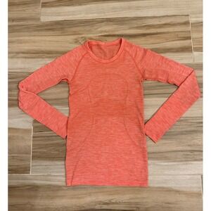 Lululemon Swiftly Tech Long Sleeve Crew Shirt Coral Orange Heathered Size 4
